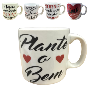 CANECA DE POCELANA 120ML - FRASES - U21-22