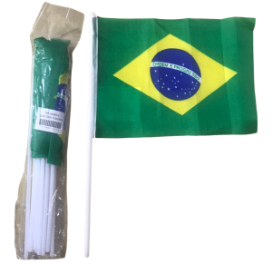 BRASIL BANDEIRA POLIESTER 14X21CM C/HASTE C/12 PÇS - AX20879-A