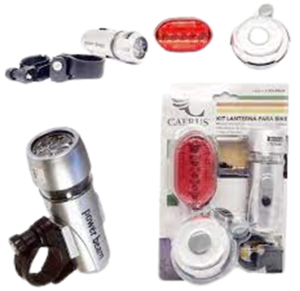 KIT LANTERNA P/BIKE A PILHA C/ ACESSORIOS - CRS-BK04