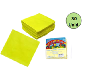 GUARDANAPO LISO AMARELO C/30 UNID
