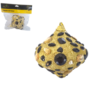 NT - BOLA DECORADA AMBAR LOSANGO 8CM - NTB30836