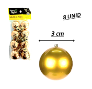 NT - BOLA LISA DOURADA 3CM C/8PÇ - NTB1001D