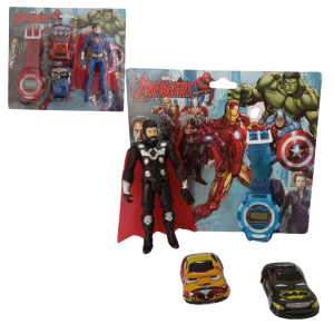 BONECO HERÓIS C/RELOGIO E CARROS - DG-1084