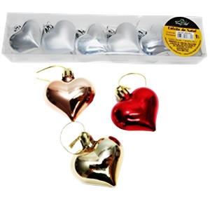 ENFEITE DE ARVORE CORAÇÃO C/6 PÇS - NTA15051